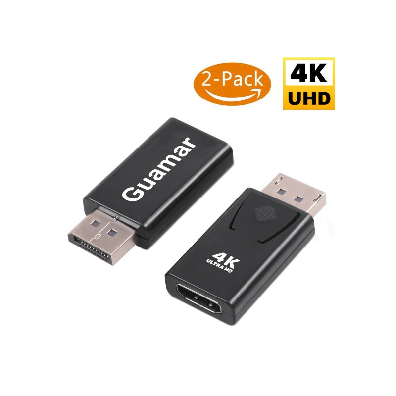 Guamar 4K DisplayPort to HDMI Adapter: 2-Pack Display Port to HDMI (Monitor) Converter - DP Male to Female Connector Gold-Plated for HP Laptop, PC, AMD, NVIDIA, HDTV, GPU, Projector, Desktop - Image 2